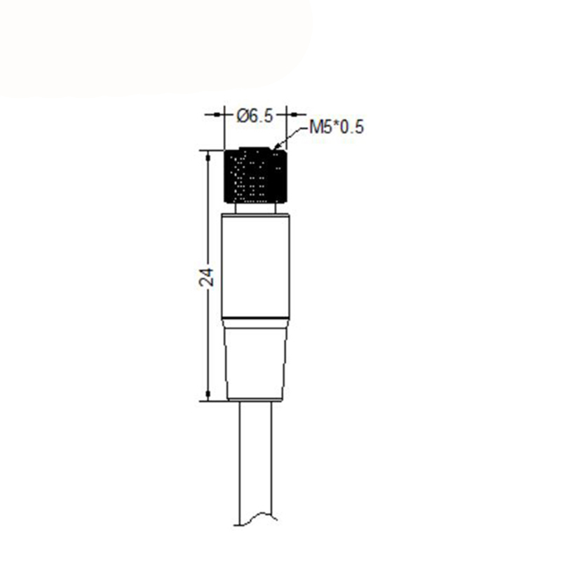 M5 4pins A code female straight cable,unshielded,PVC,-40°C~+105°C,26AWG 0.14mm²,brass with nickel plated screw